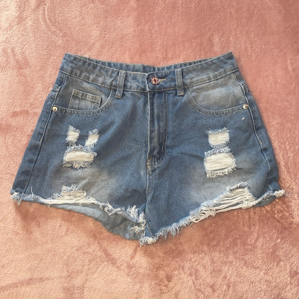 Light-Washed Distressed Denim Shorts ✨